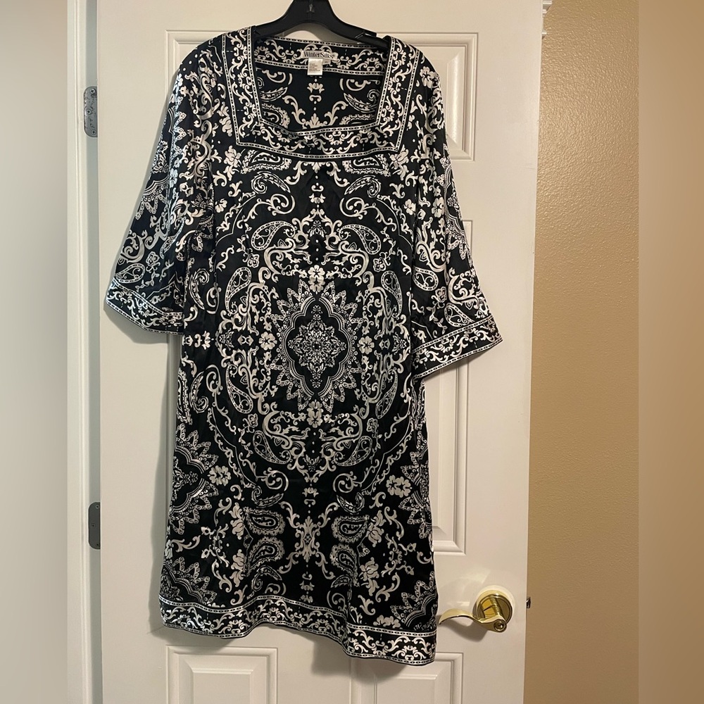 WinterSilks Black and White Silk Dress